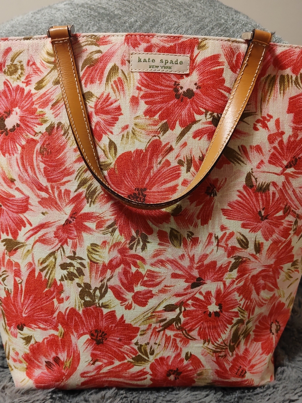 Vintage Kate Spade Original Floral Canvas Tote Early 2000s Spring Made In Italy